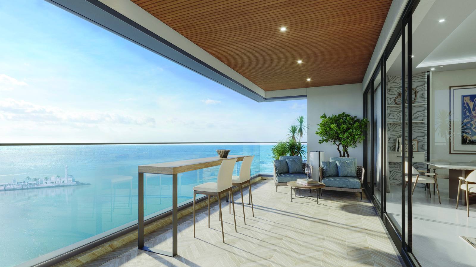 Expansive sea-facing deck of a Godrej Trilogy residence (artist's impression)